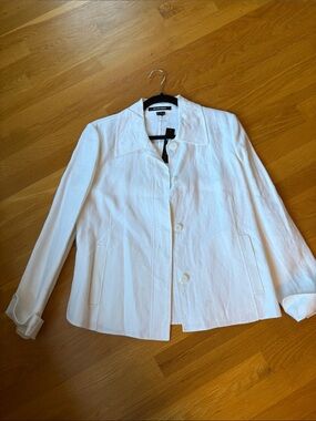 NWT Ellen TracyWhite Linen-Cotton Blend Jacket